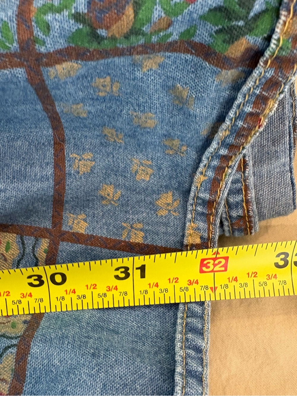 Vintage LizSport Boho Patchwork Denim Maxi Skirt - Light Blue Floral - Picture 7 of 7
